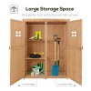 Outsunny Wooden Garden Shed with Two Windows, Tool Storage Cabinet, Outdoor Double Door Organizer 127.5L x 50W x 164H cm, Natural