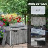 Outsunny Propane Gas Fire Pit Table for Garden, 50000 BTU Smokeless Firepit Outdoor Patio Heater with Waterproof Cover, Glass Screen, Glass Beads and Lid, Wood Effect, 109 x 56 x 63cm, Grey