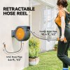 Outsunny Retractable Hose Reel Wall Mounted, 30+2m Garden Hose Pipe Reel with Lock, Auto Rewind, 7 in 1 Spray Nozzle, Includes Wall Fixings, 180?? Swivel, Outdoor Watering, Orange