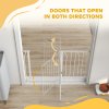 PawHut Dog Gate Wide Stair Gate w/ Door Pressure Fit Pets Barrier for Doorway, Hallway, 76H x 75-115W cm - White