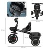 AIYAPLAY Kids Trike, Toddler Tricycle for 2 to 5 Years, with Adjustable Seat, Pedal, Front Rear Baskets, 3 Wheels Kids Bike Gift for Boys and Girls, Black