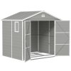 Outsunny 8 x 6ft Plastic Garden Storage Shed with Foundation Kit, Polypropylene Outdoor Storage Tool House with Ventilation Slots and Lockable Door, Light Grey