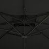 Outsunny 3 x 3 m Cantilever Parasol with Hydraulic Opening, Heavy Duty Aluminium Hanging Garden Parasol, Double Top Square Patio Umbrella with 360° Rotation, 8 Ribs, Cross Base, Grey