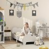 AIYAPLAY Toddler Bed, Cloud-Themed Kids Bed Frame with Safety Rails, Kids Bedroom Furniture, for Ages 3-8 Years, White