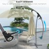 Outsunny 2.7m Cantilever Parasol with Cross Base, Banana Parasol with Crank Handle and 16 Fibreglass Ribs, Round Hanging Patio Umbrella for Outdoor Pool, Garden, Balcony, Beige