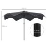 Outsunny 3(m) Garden Parasol Umbrella with 32 Solar LED Lights and Tilt, Outdoor Market Table Umbrella Sun Shade Canopy with Crank, 8 Ribs, Dark Grey