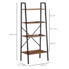 HOMCOM Ladder Shelf, Bookshelf, 4-Tier Industrial Storage Rack for Living Room, Bedroom, Kitchen