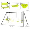 Outsunny Garden Swing Set, Kids Swing with Double Swings, Glider, Swing Seats, for Outdoor, Playground, for Ages 3-8 Years - Green