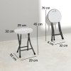 Outsunny Folding Stool Set of 4, Decorative Garden Stool Chair with Safety Latch, Foldable Garden Stools with Powder-Coated Steel Legs HDPE Seat and Handle for Indoor and Outdoor, White