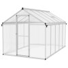 Outsunny 6 x 10ft Polycarbonate Greenhouse with Rain Gutters, Large Walk-In Green House with Door and Window, Garden Plants Grow House with Aluminium Frame and Foundation