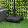 Outsunny Heavy Duty Garden Parasol Base Stand with Wheels, 18kg Sand or 16kg Water Filled Patio Umbrella Base Square Outdoor Umbrella Stand Holder, Black