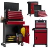 HOMCOM Rolling Tool Cabinet on Wheels with 5 Drawers and Lockable Cabinet, Portable Top Tool Chest and Roller Cabinet Combo for Workshop and Home, Red