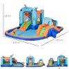 Outsunny 5 in 1 Kids Bouncy Castle Narwhals Style Inflatable House with Slide Trampoline Pool Water Gun Climbing Wall with Inflator Carrybag, 4.2 x 3.7 x 2.3m