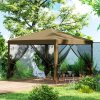 Outsunny 3 x 3m Pop Up Gazebo, 420D Garden Tent Canopy with Removable Mesh Sidewall Netting, Carry Bag for Garden Patio Outdoor, Khaki