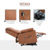 HOMCOM Power Lift Recliner Chair, Electric Lift Chair for Elderly, Overstuffed Faux Leather Riser and Reclining Armchair with Remote Control, Side Pockets, for Living Room, Brown