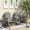 Outsunny Wood Patio Chair Bench 2 Seats with Centre Coffee Table, Garden Bench for Lounging and Relaxing Outdoors, Grey