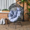 Outsunny Garden Egg Chair with 14cm Thick Seat Cushion, PE Rattan Leisure Chair with Comfortable Headrest, Adjustable Feet, Steel Frame, Mixed Grey