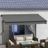 Outsunny 3.5 x 2.5m Electric Awning with Remote Controller, Aluminium Frame Retractable Awning, Half Cassette Sun Canopies for Patio Deck Door Window, Dark Grey