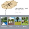 Outsunny 3(m) Patio Offset Parasol Roma Umbrella Cantilever Hanging Sun Shade Canopy Shelter Tilt 360 Rotation with Aluminium Frame Hand Crank Cross Base, Beige