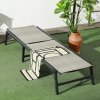 Outsunny Foldable Outdoor PE Rattan Sun Lounger, Patio Wicker Recliners Lounge Chair w/ 5-Level Adjustable Backrest, for Poolside, Garden, Mixed Grey