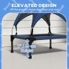 PawHut Cooling Raised Dog Bed, Elevated Pet Bed with Breathable Mesh, UV Protection Canopy, Foot Pads, for Indoor Outdoor, Mini, Small Dog, 61 x 46 x 63cm - Dark Blue