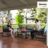 Outsunny 4 Pieces Rattan Garden Furniture Set, Metal Frame Outdoor Furniture Sofa Set with Cushions, Pillows & Tempered Glass Top Table, Wicker Garden Sofa for Conservatory, Patio, Charcoal Grey