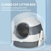 PawHut Foldable Cat Litter Box with Lid, Hooded Cat Litter Tray with High Sides, Air Freshener, Large Two-Way Entrance, Scoop, White