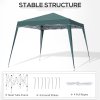 Outsunny 3 M x 3 M Base/ 2.5 M x 2.5 M Top Pop Up Gazebo, 2 Person Setup Instant with Carry Bag, Height Adjustable Slant Leg Party Tent Instant Event Shelter for Garden, Patio, Green