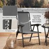 Outsunny 3 Pieces Garden Bistro Set, Folding Table and Chairs Set, Metal Garden Furniture Set with Cup Holders for Outdoor, Patio, Balcony, Dark Grey