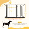 PawHut Dog Gate Wide Stair Gate w/ Door Pressure Fit Pets Barrier for Doorway, Hallway, 76H x 75-115W cm - Black