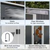 Outsunny 6.5 x 4FT Galvanised Metal Garden Shed with Foundation Kit, Lockable Tool Storage House with Double Sliding Doors and 2 Vents, Grey