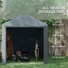 Outsunny 1.6 x 2.2m Garden Storage Shed Tent, Portable Shed Shelter with Galvanised Steel Frame and Large Door, for Motorbike, Garden Tools, Bike Storage, Dark Grey