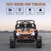 AIYAPLAY Kids Ride on Car, 12V Battery Powered Electric Truck with Remote Control, 4 Suspension Wheels, Horn, Lights, Music, USB, for Ages 3-5 Years, Brown