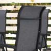 Outsunny Set of 4 Outdoor Wicker Folding Chairs, Patio PE Rattan Dining Armrests Chair set with 7 Levels Adjustable Backrest, for Outdoors, Camping, Grey