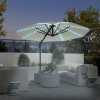 Outsunny 3(m) Cantilever Garden Parasol with Solar Powered Lights, Fibreglass Ribs, Crank Handle & Cross Base, UPF 50+, 360 Rotation, Overhanging Patio Umbrella for Patio Market, Cream