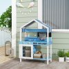 AIYAPLAY Kids Mud Kitchen, Outdoor Play Kitchen with Stoves, Sink, Faucet, Storage Shelves, Cookware Accessories, Pretend Wooden Kitchen Playset for Boys Girls, Blue