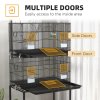 PawHut 2 Tier Bird Cage, Budgie Cage with Stand, Swing, Rope, Ladder, Wheels, Shelf, Tray, Perches, Food Containers, for Canaries, Lovebirds, Finches