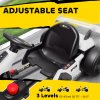 HOMCOM 24V Electric Go Kart for Kids, Ride On Racing Kart with Adjustable Seat, Battery Powered Drifting Ride On Car with Music, Light, Slow Start, Button Start, Horn, for 6-12 Years, White