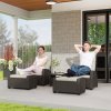 Outsunny 5 Pieces PE Rattan Garden Furniture Set, Wicker Outdoor Furniture Set with Reclining Chairs, Coffee Table, Footstools and Thick Cushions for Balcony, Patio, Brown
