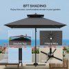 Outsunny 2.5m Cantilever Parasol with Solar Powered LED Lights, Double Top Square Overhanging Garden Parasol with 360?? Rotation, Tilt Adjustment, Crank Handle, Dark Grey