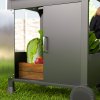 Outsunny 3 Burner Gas BBQ Trolley with See-through Lid, 7.5 kW Propane Gas Barbecue Grill with Thermometer, Wheels, Warming Rack, Shelves, Black