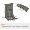 Outsunny Set of 2 Garden Chair Cushion Seat, 120L x 50W x 9D cm High Back Dining Chair Padded Patio Chair with Pillow for Indoor and Outdoor Use, Dark Grey