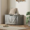 HOMCOM 100L Storage Chest, Storage Trunk with 2 Safety Hinges and U-shaped Cut-out Pull, Organiser Box for Living Room, Entryway, 80 x 40 x 45 cm, Charcoal Grey