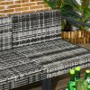 Outsunny 6 Pieces PE Rattan Garden Furniture Set with Sofa, Armchairs, Stool, Patio Sofa Set with Metal Coffee Table, Cushions, for Poolside, Charcoal Grey