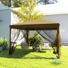 Outsunny 3 x 3m Pop Up Gazebo, 420D Garden Tent Canopy with Removable Mesh Sidewall Netting, Carry Bag for Garden Patio Outdoor, Khaki