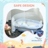 ZONEKIZ Foldable Baby Bath Tub Set, Collapsible Bathtub Antibacterial with Non-Slip Support, Cushion Pad, Shower Head Holder, for Newborn to Toddler Ages 0-6 Years - Blue