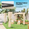 Outsunny 3 x 3(m) Pergola with Retractable Roof Canopy and Curtains, Metal Frame Garden Gazebo Outdoor Sun Shade Shelter for Grill, Patio, Deck, Khaki