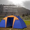 Outsunny 4-6 Man Tunnel Tent with 2 Bedroom, Living Area and Porch, Large Camping Tent, 2000mm Waterproof, Portable with Bag, for Fishing Hiking Festival, Orange and Blue