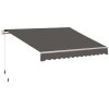 Outsunny 3 x 2m Manual Window Awning Canopy Garden Outdoor Shelter Patio Sun Shade UV Blocker Light Weight Aluminium Frame w/ Hand Crank Grey