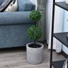 Outsunny Set of 2 Artificial Boxwood Ball Topiary Trees Potted Decorative Plant Indoor D??cor (67cm)